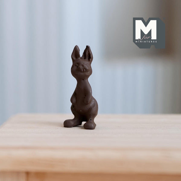 Miniature Chocolate Bunny 1:12 Scale Dollhouse Supplies Sweets Chocolate Rabbit 1 inch tall (metal) (non edible) - E032
