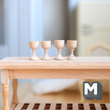 Miniature Wooden Goblets 1:12 Scale 4 Wine Goblets 3/4 inch tall (beige) - E083
