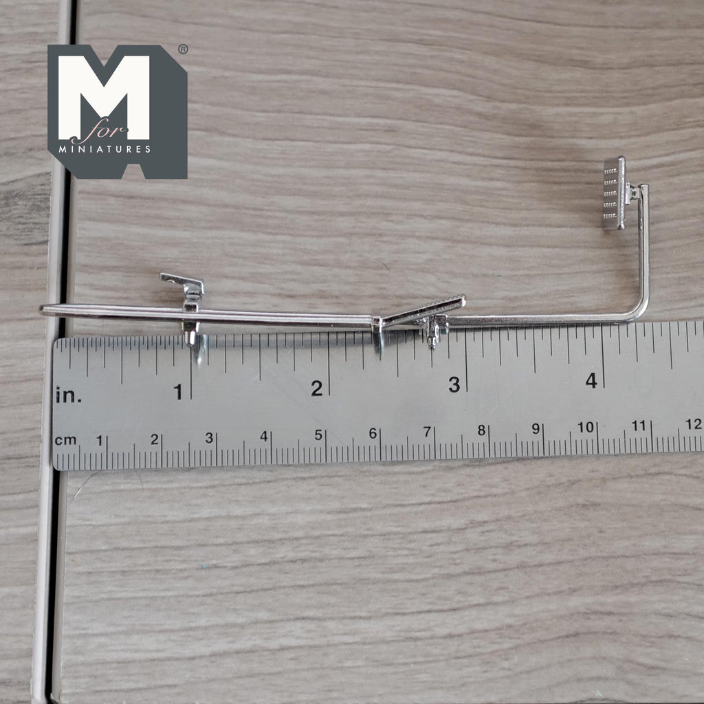 1:12 Scale Miniature Rain Shower Head with Long Pipe, 4-7/16 inch tall, DIY Dollhouse Supply (metal)