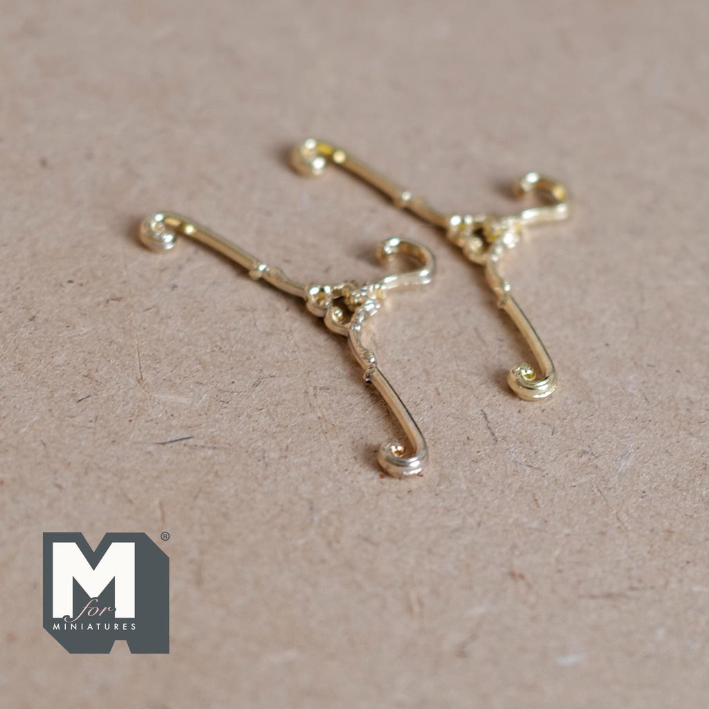 Miniature Hangers Set 1:12 Scale Dollhouse Clothes Hanger 1-9/16 inch wide (metal) (gold) - G059