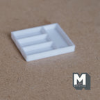 1:12 Scale Miniature Drawer Organizer Tray, 4 Compartments, 1-7/16 inch long, DIY Dollhouse Supply (white)