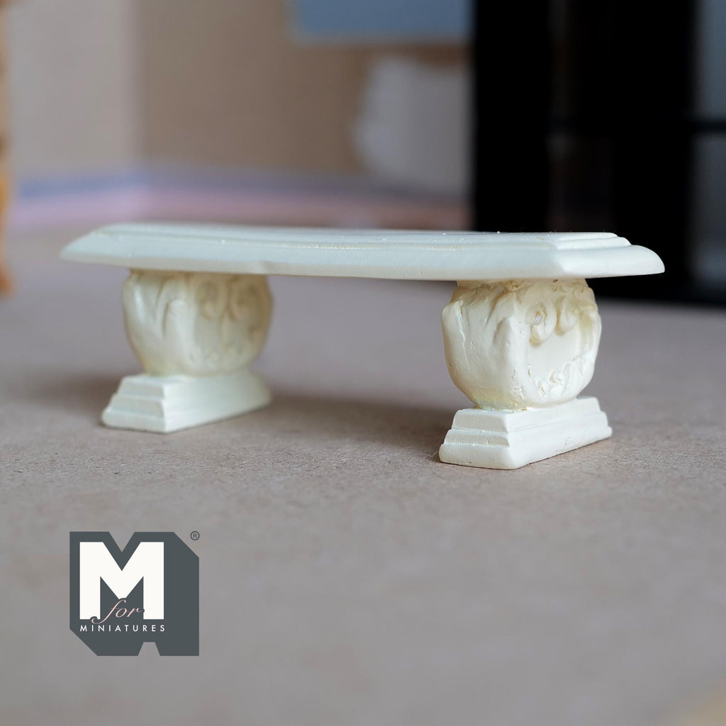 Dollhouse Supplies Fairy Garden Bench , 1:12 Miniature Garden Seat Fairy Seat Garden Chair 3-9/16 inch long (cast resin) (beige) - B086