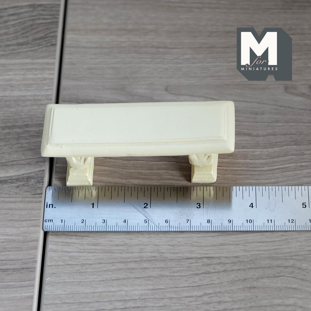 Dollhouse Supplies Fairy Garden Bench , 1:12 Miniature Garden Seat Fairy Seat Garden Chair 3-9/16 inch long (cast resin) (beige) - B086