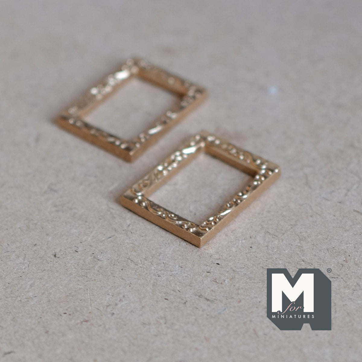 Miniature Ornate Frames Set of 2 , 1:12 Scale Dollhouse Gold Picture Frames Mini Frames 1-1/8 inch tall (plastic) (rose gold) - A085