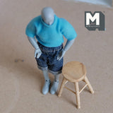 Miniature Barstool Stained 1:12 Scale Dollhouse Supplies Round Stool Round Chair Kitchen Stool Garden Stool 2-1/16 inch tall -  D057