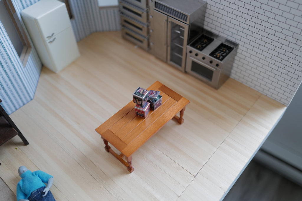 1:12 Scale Miniature Biscuit Tins, Set of 3, 13/16 inch tall, DIY Dollhouse Supply (metal)