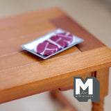 Miniature Steak on Tray 1:12 Scale Dollhouse Supplies Raw Meat 1-3/16 inch long (non edible) - E020