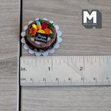 Miniature Chocolate Birthday Cake 1:12 Scale Dollhouse Cake with Icing 1 inch dia. (non edible) (brown) - E010