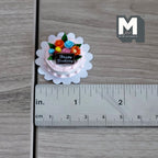 1:12 Scale Miniature Birthday Cake with Icing and Candies on Paper Doily, 1 inch dia., DIY Dollhouse Supply (non edible) (white)
