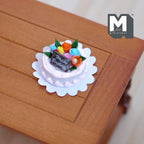 1:12 Scale Miniature Birthday Cake with Icing and Candies on Paper Doily, 1 inch dia., DIY Dollhouse Supply (non edible) (white)
