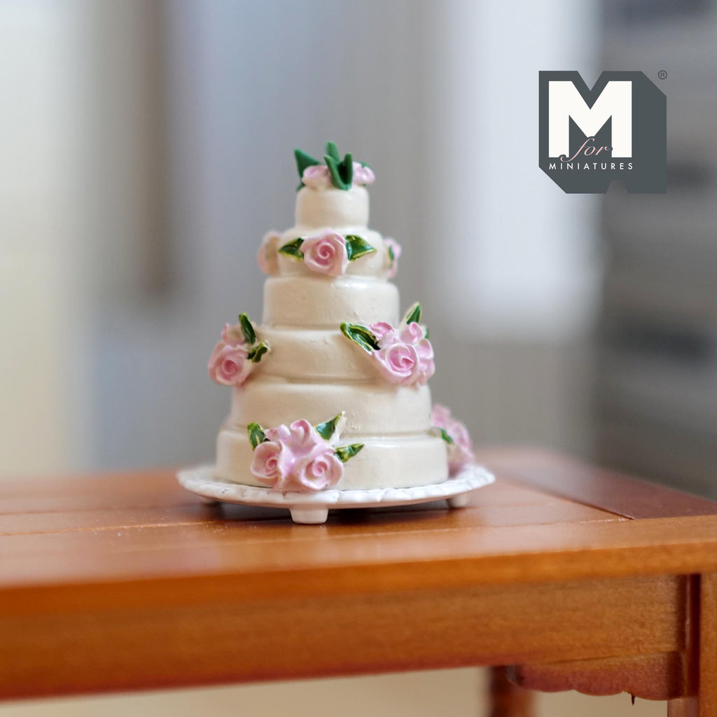 Miniature Wedding Cake 1:12 Scale Dollhouse Stacked Cake Layered Cake Tall Cake High Rise Cake Tower Cake 1-9/16 inch tall - E028