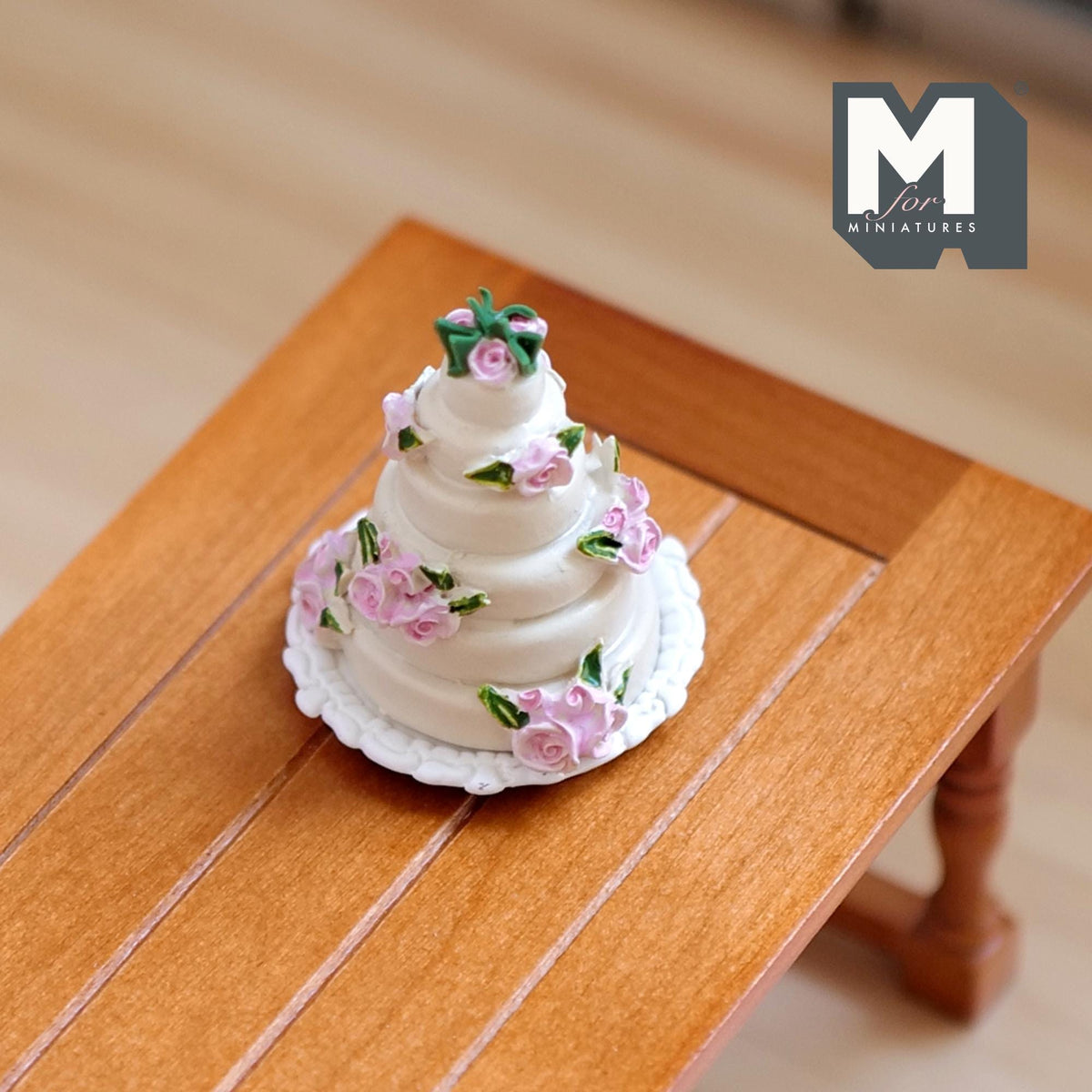Miniature Wedding Cake 1:12 Scale Dollhouse Stacked Cake Layered Cake Tall Cake High Rise Cake Tower Cake 1-9/16 inch tall - E028