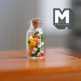 Miniature Jar of Candy Squares 1:12 Scale Dollhouse Supplies Glass Jar with Cork Lid 13/16 inch tall (glass) - E010