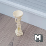 Dollhouse Supplies Bird Bath Fountain , Miniature Boy Figurine Statue Pedestal Fountain , 1:12 Scale Fountain (cast resin) (beige) - B100