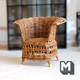 Miniature Wicker Armchair 1:12 Scale Dollhouse Supplies Furniture Lounge Chair 3-3/4 inch tall (rattan) - G005