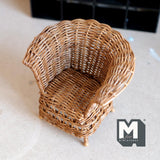 Miniature Wicker Armchair 1:12 Scale Dollhouse Supplies Furniture Lounge Chair 3-3/4 inch tall (rattan) - G005