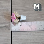 1:12 Scale Miniature Pink Roses in White Ceramic Pot, 1-9/16 inch tall, DIY Dollhouse Supply
