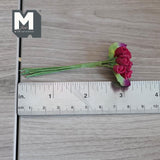 Miniature Red Rosebuds Bunch with Leaves 1:12 Scale Dollhouse Flowers Floral Accessory Fairy Garden 3-1/8 inch long - F091
