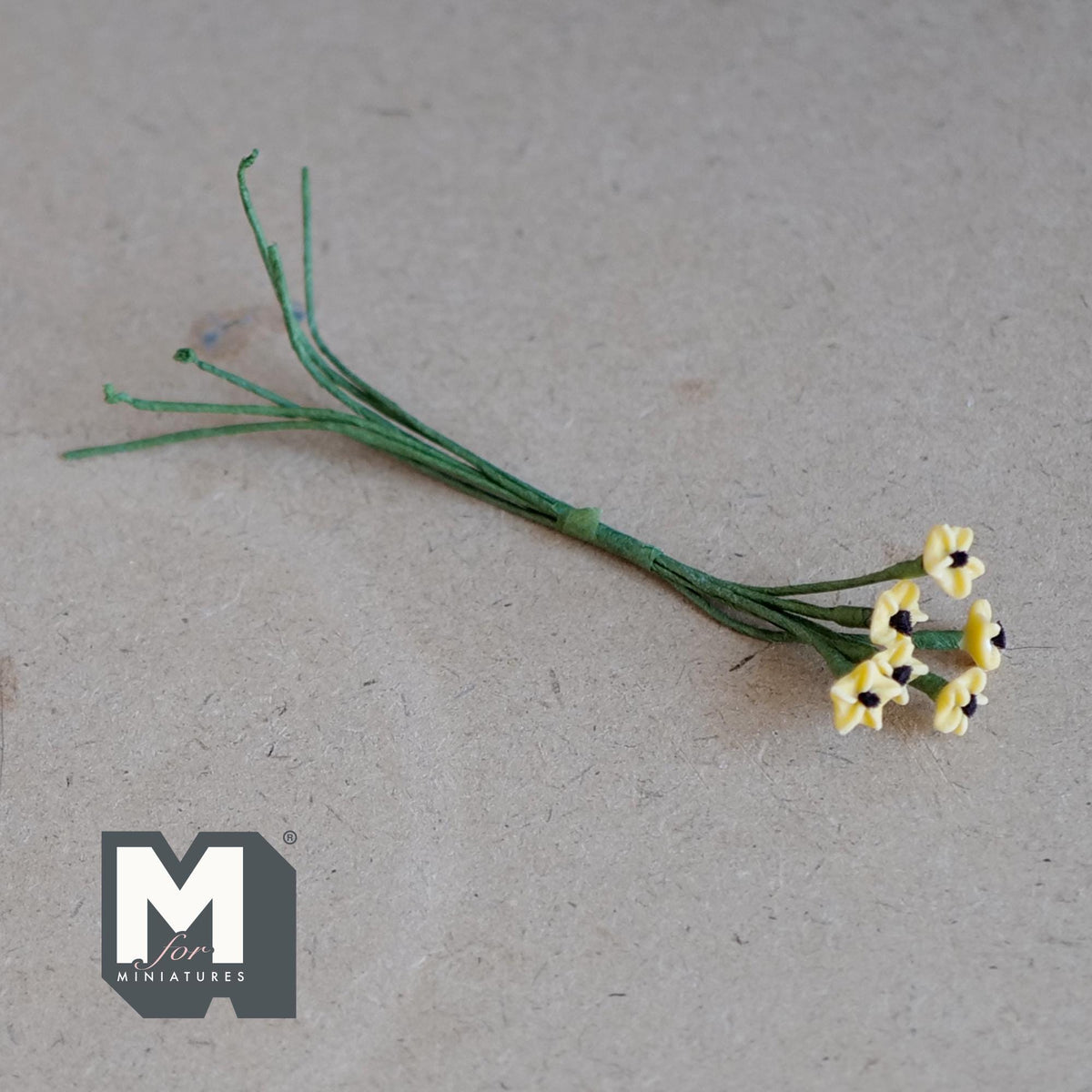 1:12 Scale Miniature Yellow Star Flowers Bunch, Flower Stem for Fairy Garden and Diorama, 3-15/16 inch long