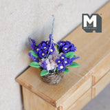 Miniature Hanging Flower Basket 1:12 Scale Dollhouse Supplies Garden Flowers 1-11/16 inch dia. (purple) - F098