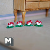 Miniature Double Toadstool on Base 1:12 Scale Fairy Garden Mushrooms Set of 4 , 1/2 inch tall   - F079