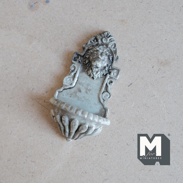 Miniature Lion Head Wall Fountain 1:12 Scale Fairy Garden Water Fountain Dollhouse Supplies Fountain 2-13/16 inch tall (cast resin) - D087