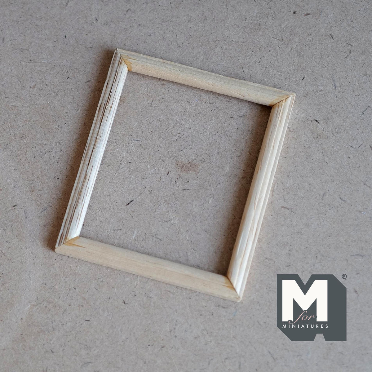 1:12 Scale Miniature Wood Photo Frame with Glazing and Backing, Ready to Paint, 3-1/16 inch wide, DIY Dollhouse Supply