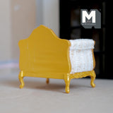 Miniature French Armchair Gold and White Dollhouse Supplies Furniture 1 Inch Scale 3-1/4 inch high - K022