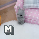 Dollhouse Supplies Miniature Bunny Doll 1-5/16 inch tall (flocked skin) (gray) - G022