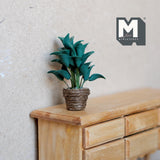 Miniature Leaves 1:12 Scale Dollhouse Supplies Planter Rattan Pot Leaves 2 inch tall - G015