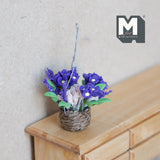 Miniature Hanging Flower Basket 1:12 Scale Dollhouse Supplies Garden Flowers 1-11/16 inch dia. (purple) - F098