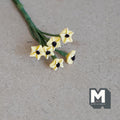 1:12 scale miniature yellow star flowers bunch with dark centers on green wire stems, for fairy garden and diorama