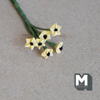 1:12 scale miniature yellow star flowers bunch with dark centers on green wire stems, for fairy garden and diorama