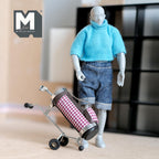 Sac de golf miniature à l'échelle 1:12 sur chariot avec 2 clubs, similicuir vichy, 8,3 cm de haut, accessoire pour maison de poupée DIY (rose)