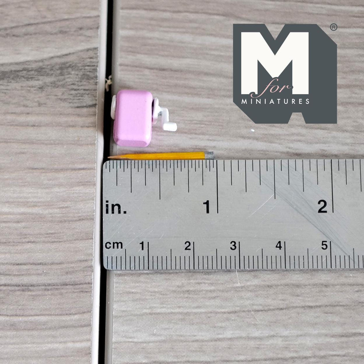1:12 Scale Miniature Crank Pencil Sharpener with Pencil, 1/2 inch tall, DIY Dollhouse Supply (lavender) (non working)