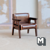 Miniature Lounge Chair 1:12 Scale Dollhouse Supplies Furniture Armchair Club Chair Faux Leather 2-1/2 inch wide (light brown) - K008