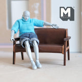 Miniature Lounge Chair 1:12 Scale Dollhouse Supplies Furniture Armchair Loveseat Faux Leather 4-1/2 inch wide (light brown) - K007