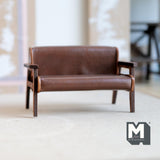 Miniature Lounge Chair 1:12 Scale Dollhouse Supplies Furniture Armchair Loveseat Faux Leather 4-1/2 inch wide (light brown) - K007