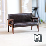 Miniature Lounge Chair 1:12 Scale Dollhouse Supplies Furniture Armchair Loveseat Faux Leather 4-1/2 inch wide (dark brown) - K012
