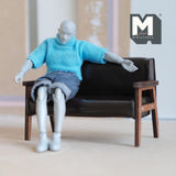 Miniature Lounge Chair 1:12 Scale Dollhouse Supplies Furniture Armchair Loveseat Faux Leather 4-1/2 inch wide (dark brown) - K012