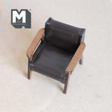 Miniature Lounge Chair 1:12 Scale Dollhouse Supplies Furniture Armchair Club Chair Faux Leather 2-1/2 inch wide (dark brown) - K008