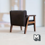 Miniature Lounge Chair 1:12 Scale Dollhouse Supplies Furniture Armchair Club Chair Faux Leather 2-1/2 inch wide (dark brown) - K008