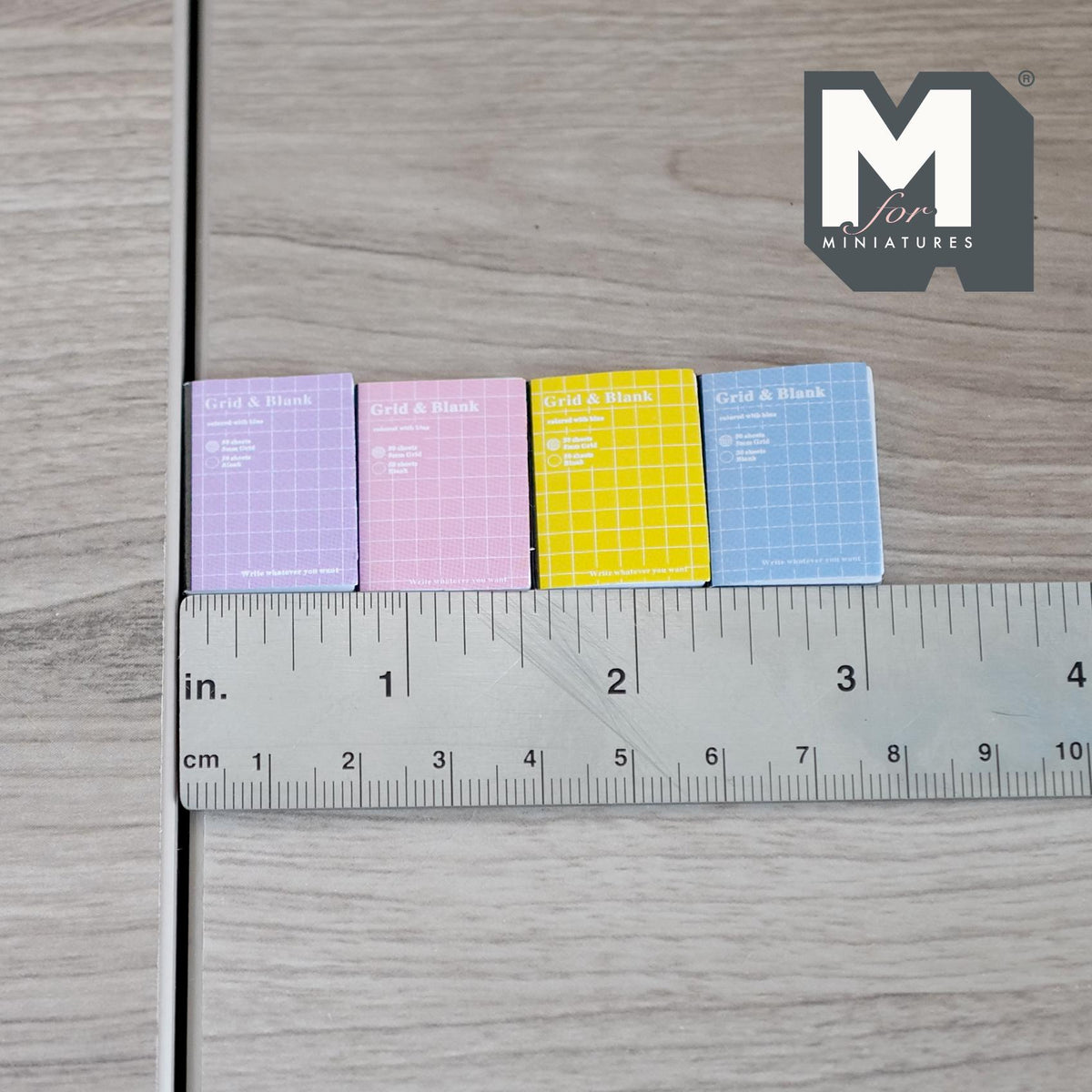 1:12 Scale Miniature Notebooks, Pastel Covers, Set of 4, 1 inch tall, DIY Dollhouse Supply (blank pages)