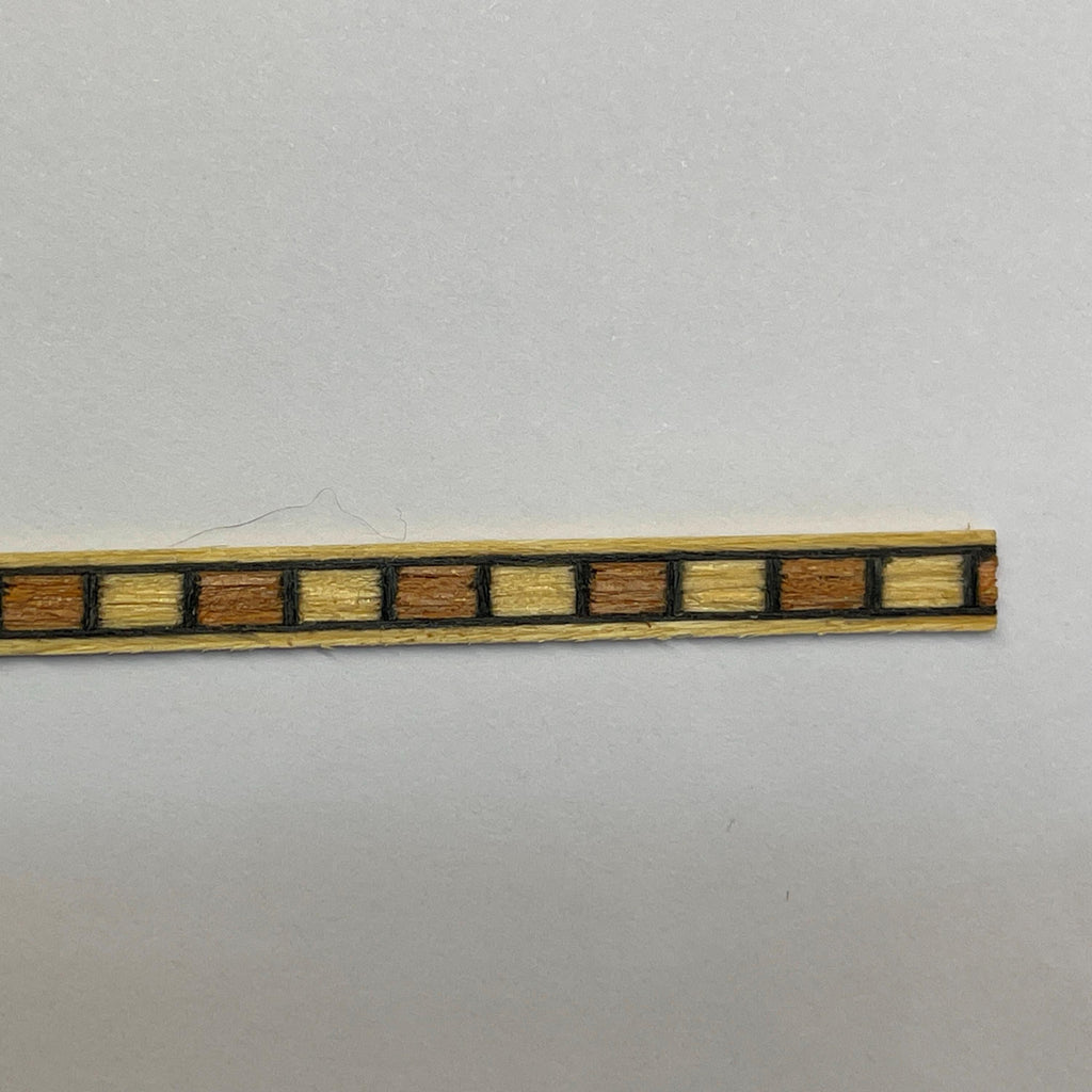 1:12 Scale Miniature Marquetry Strip, Checkerboard Inlay Trim Veneer, Cut to Size, 15-1/2 inch long (wood)