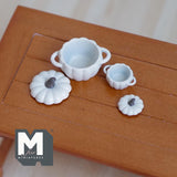 Miniature Pumpkin Cookware Set 1:12 Scale Dollhouse Halloween Themed Cooking Pots Pumpkin Cookpots 11/16 inch tall (metal) (beige) - A022