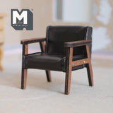 Miniature Lounge Chair 1:12 Scale Dollhouse Supplies Furniture Armchair Club Chair Faux Leather 2-1/2 inch wide (dark brown) - K008
