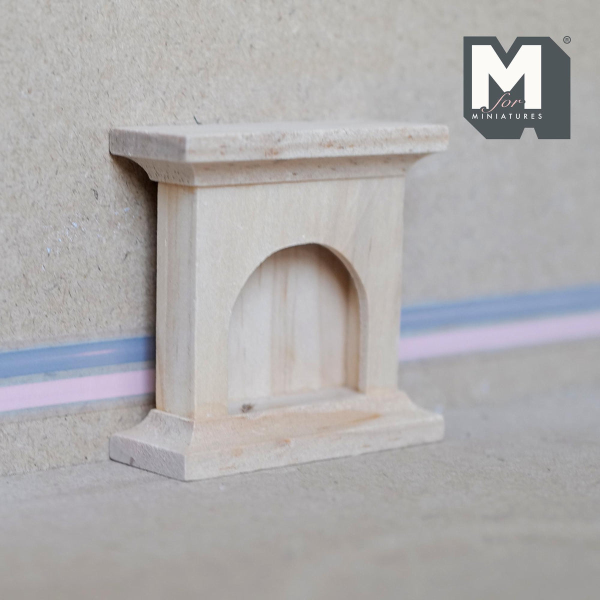 1:12 Scale Miniature Unpainted Wood Fireplace Surround, Arched Opening, 2-5/8 inch tall, DIY Dollhouse Supply