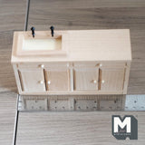 Miniature Sink Cabinet 1:12 Scale Dollhouse Supplies Kitchen Cabinet Unfinished 5-1/2 inch long - H005