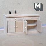 Miniature Sink Cabinet 1:12 Scale Dollhouse Supplies Kitchen Cabinet Unfinished 5-1/2 inch long - H005