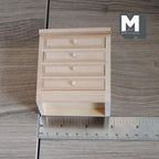 1:12 Scale Miniature Unpainted Wood Chest with 4 Drawers, 3 inch tall, DIY Dollhouse Supply